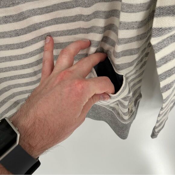 3rd & Army Long Sleeve Pullover Cowl Neck Striped White Grey Hoodie NWT Medium - Picture 8 of 11